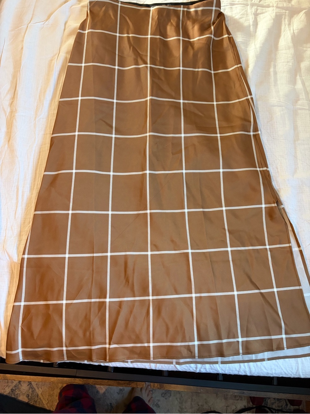 Vineyard Vines Brown Maxi Skirt with White Windowpane